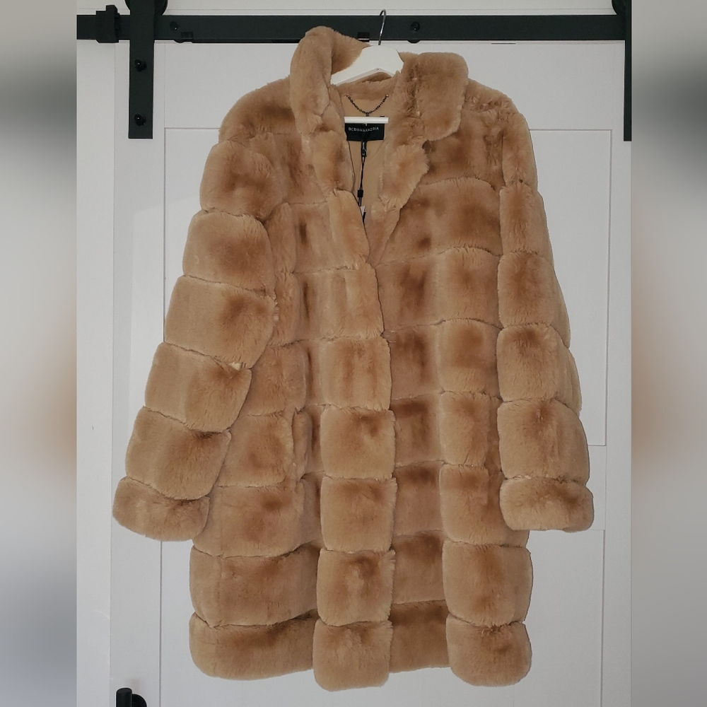 BCBGMaxAzria Tan Teddy Jacket Plush Faux Fur - Picture 2 of 9